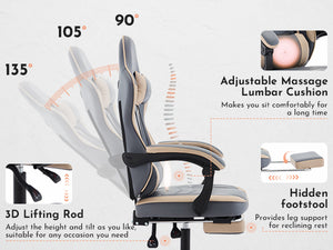 Gaming Chair with Footrest and Massage Lumbar Support