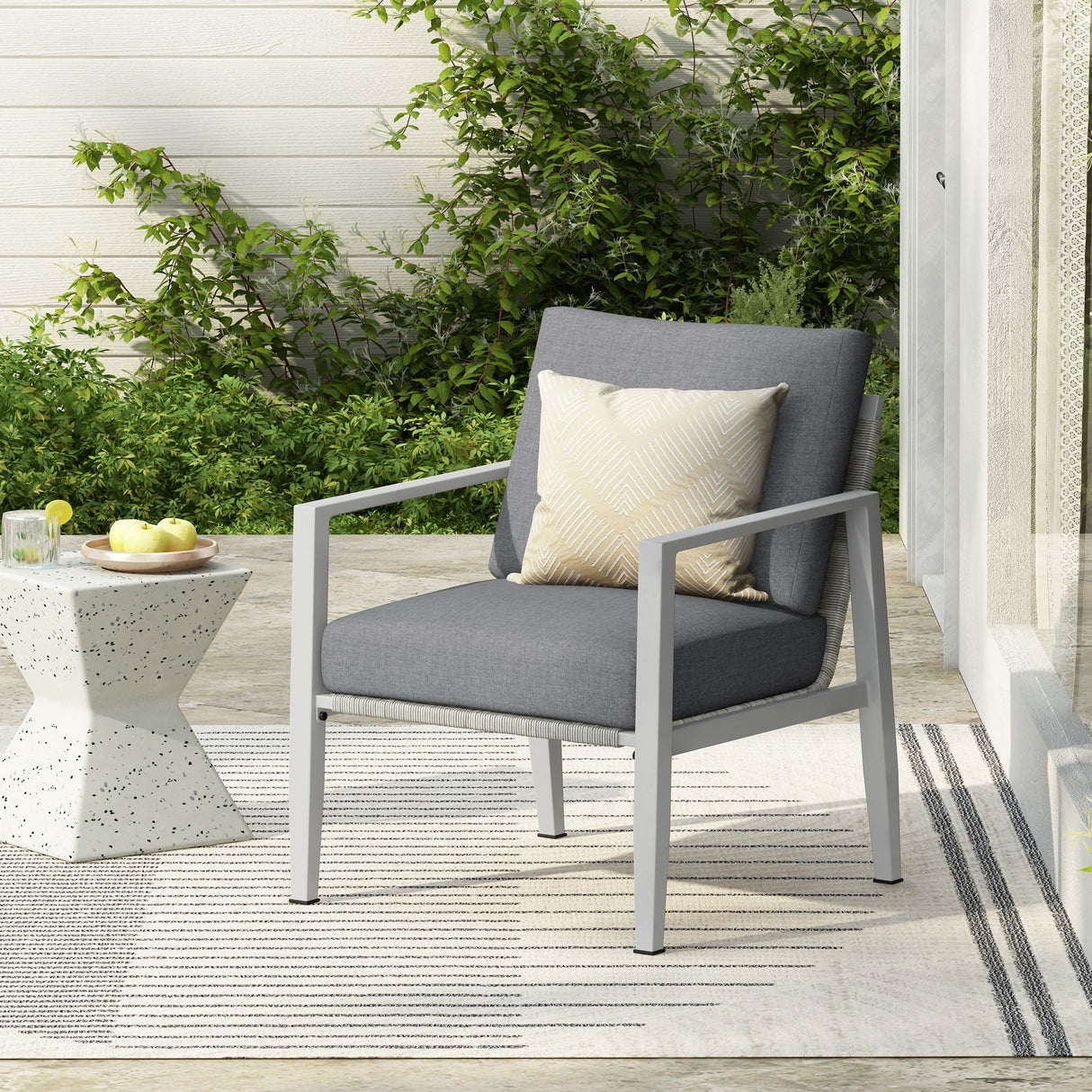 Modern Lounge Chair With Rope Accents And Cushions - Best Buy Furniture