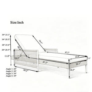 TOPMAX Outdoor All-Weather PE Rattan Chaise Lounge