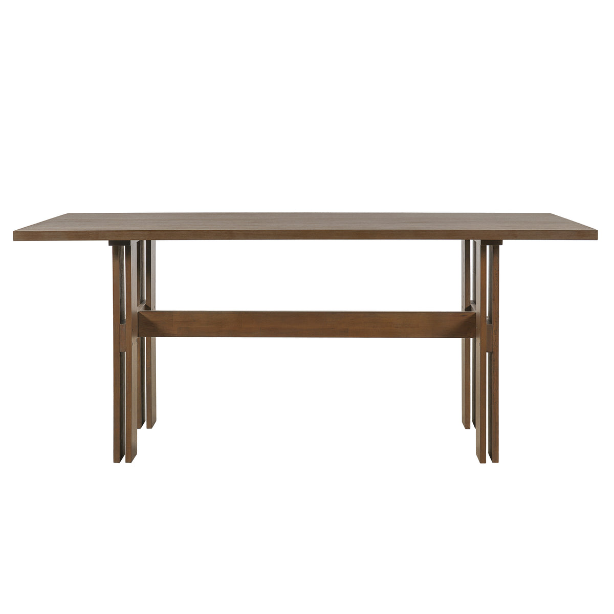 7-Piece Mid-Century Dining Set, 71" Rectangular Rubber Wood Dining Table