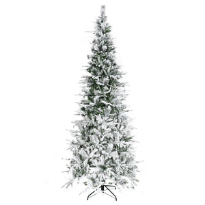HOMCOM 9' Unlit Snow Flocked Pine Artificial Christmas Tree