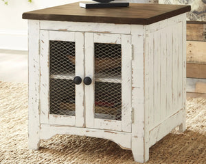 Wystfield - Rectangular End Table - 2 Doors - White / Brown - Best Buy Furniture
