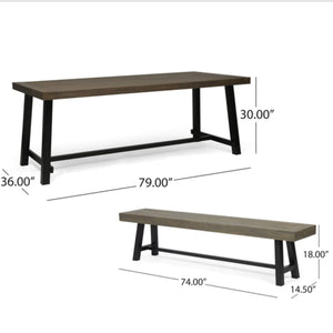 Outdoor 3 Piece Picnic Dining Set - Gray / Rustic Metal - Best Buy Furniture