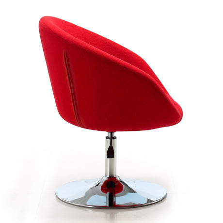 Upholstered Swivel Lounge Chair With Adjustable Height - Red