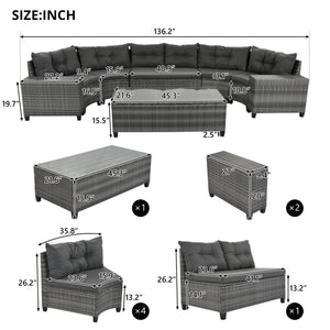 8-Pieces Outdoor Wicker Round Sofa Set
