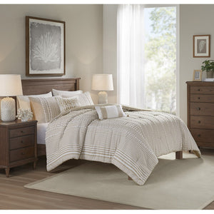 Full/Queen 3 Piece Cotton Yarn Dyed Comforter Set