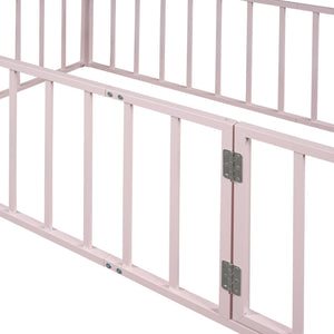 Metal Floor Bed Frame With Fence And Door