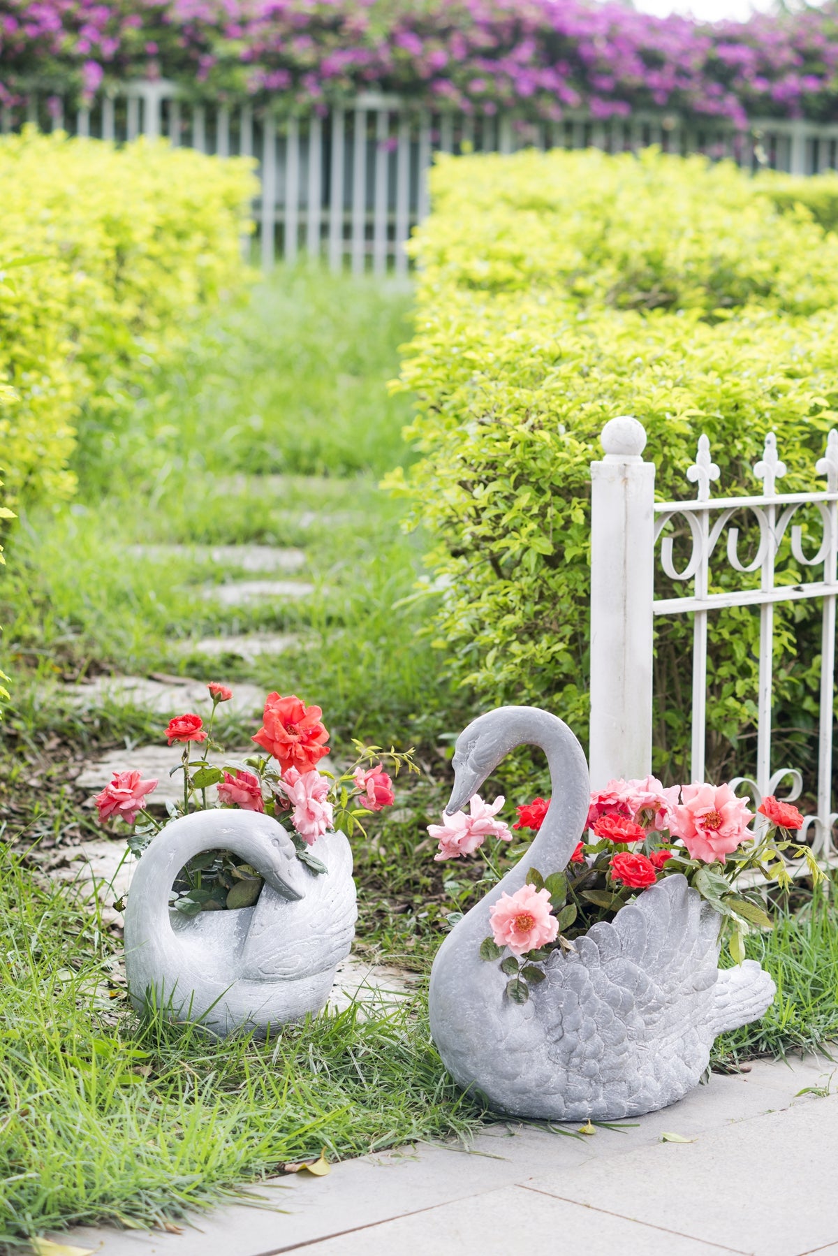 16.5x9x15.5" Mgo Swan Planter