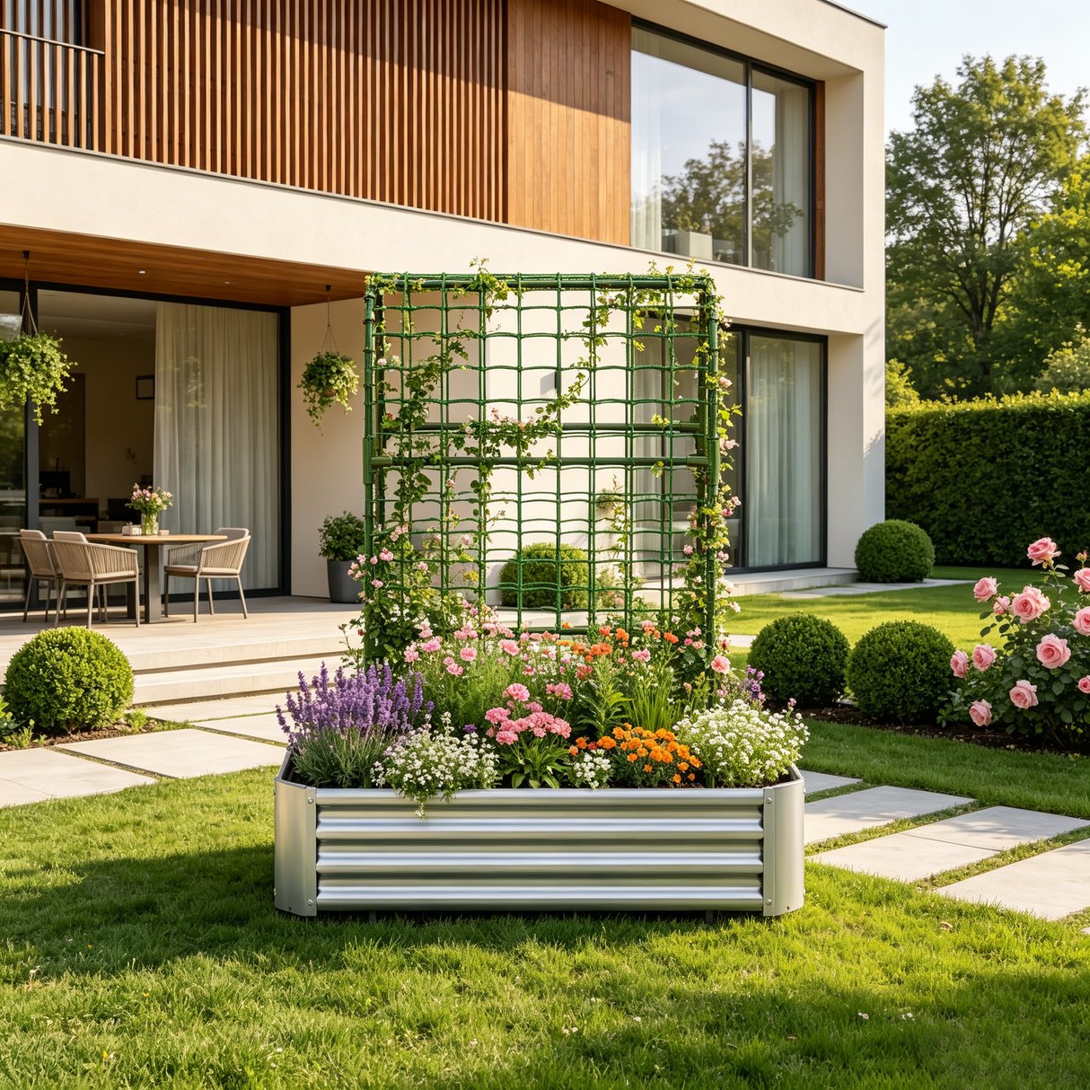2-in-1 Raised Garden Bed with Trellis