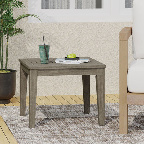Dexterity - Outdoor Square Side Table With Wood Frame - Gray - Best Buy Furniture