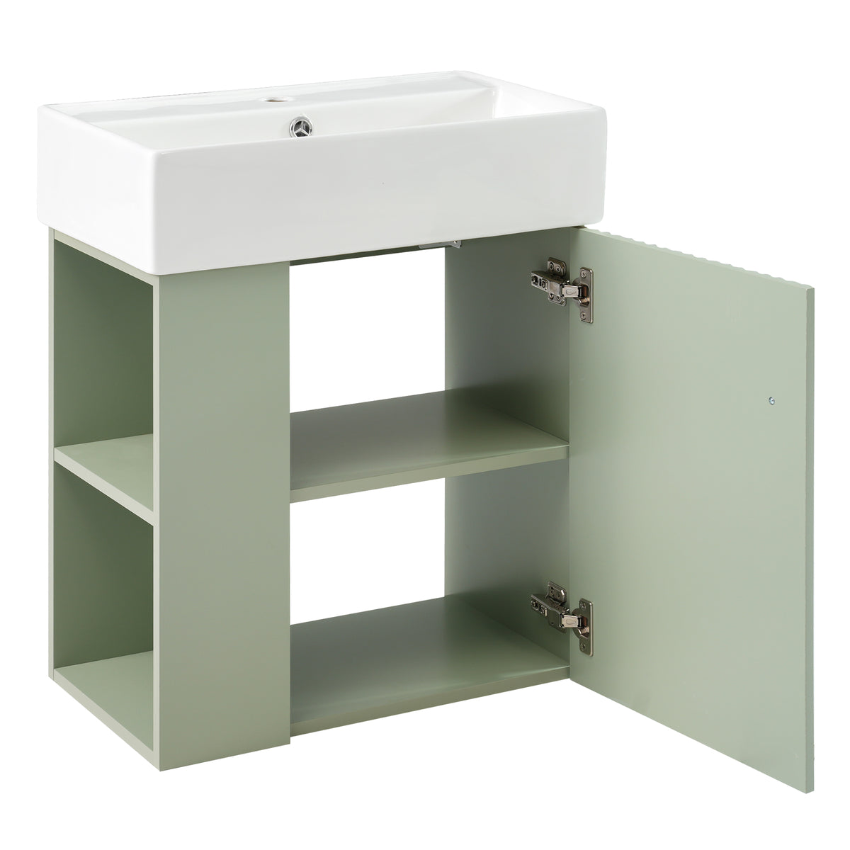 21.6 Inch Modern Floating Bathroom Vanity with Ceramic Basin