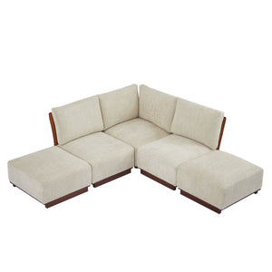 Velora 88.5 in. 5-Piece V Shaped Boucle Modular Free Combination Sectional Sofa