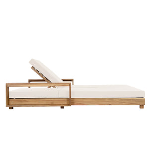 Double Acacia Wood Chaise Lounge Set
