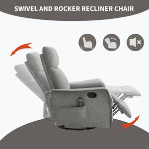 Heat Massage Manual Recliner Chair with Rocker and Swivel