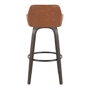 Daniella - Contemporary Fixed Height, Barstool With Swivel With Round Footrest (Set of 2)