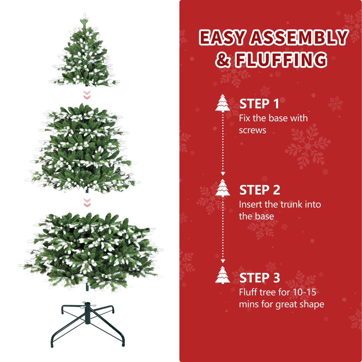 6FT Artificial Christmas Tree with White-Tipped PE & PVC