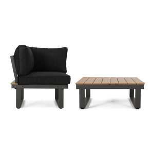 Sterling V-Shaped Outdoor Aluminum 5 Seater Sofa Set with Cushions