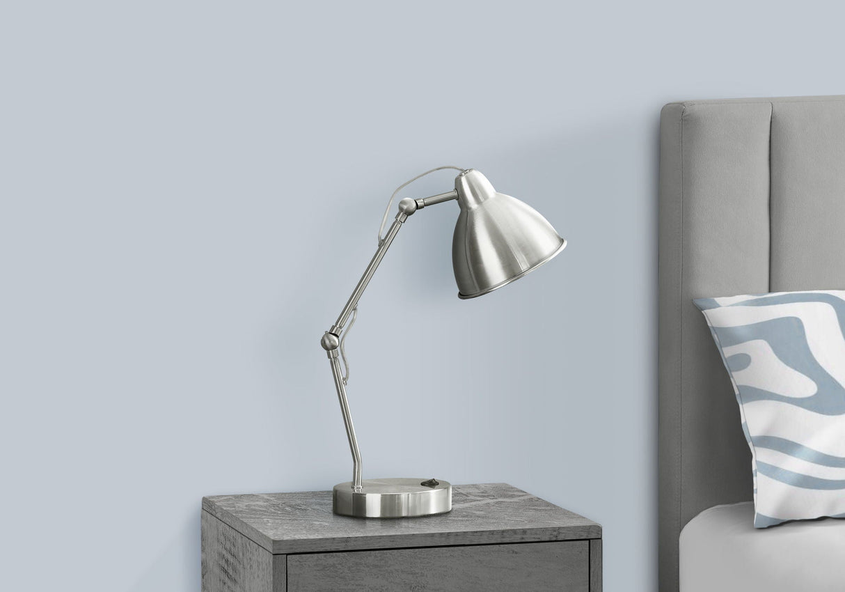 Lighting, Table Lamp, USB Port Included, Nickel Metal, Nickel Shade, Modern - Silver - Best Buy Furniture