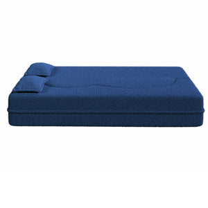 Modern Floor Sofa With 2 Pillows Convertible Teddy Fabric Foam Filled Bed
