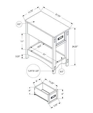 Accent End Table, 2 Tier, Narrow, Storage Drawer, Transitional - Walnut - Best Buy Furniture