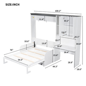 Multi-Functional Murphy Bed with Sofa, Desk, and Storage Cabinet