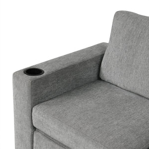Modern U-Shaped Sectional Sofa Convertible Pull-Out Sofa Bed With USB Ports And Cup Holders