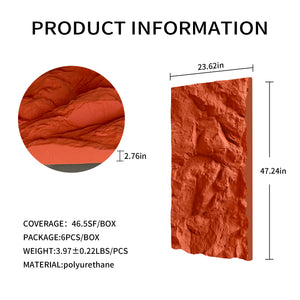 3D Faux Stone Wall Panels - Set of 6