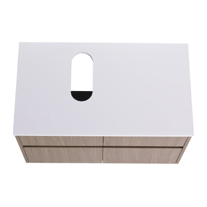 32-Inch Wall-Mounted Bathroom Vanity with Soft Close Doors and Drawer