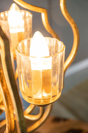 4 Light Metal Chandelier, Hanging Light Fixture With Adjustable Chain For Kitchen, Bulb Not Included - Gold