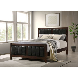 Queen Panel Bed With Upholstered Headboard And Footboard - Brown