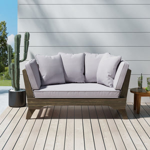 Outdoor Acacia Wood Expandable Daybed With Cushions - Best Buy Furniture