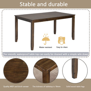 6 Pieces Kitchen Dining Set, Rectangular Wooden Dining Table With 4 Chairs And A Bench