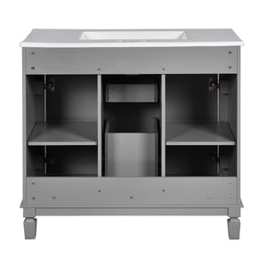 Bathroom Vanity With Top Sink, Mirror Cabinet, 2 Soft Closing Doors & 2 Drawers