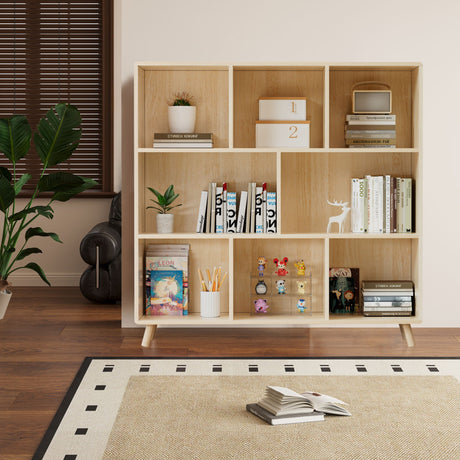 8 Compartment Storage Cabinet With Fixed Shelves For Books - Wood