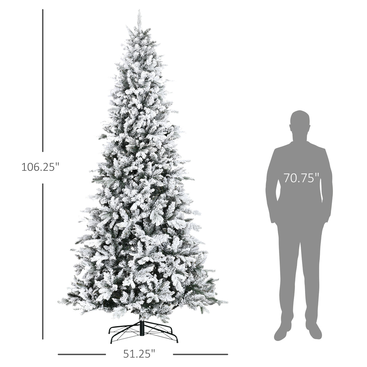 HOMCOM 9 Foot Pine Snow Flocked Artificial Christmas Tree