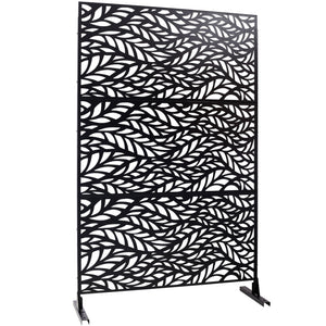 Outdoor & Indoor Privacy Screen Metal Privacy Screen, Freestanding Decorative Privacy Screen For Deck Balcony Patio - Black