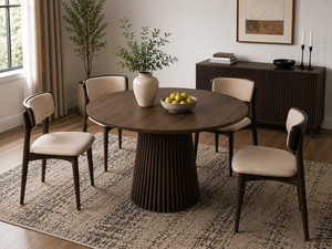 Walnut-Colored Wooden Dining Table