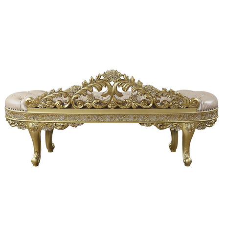 Cabriole - Synthetic Leather Bench - Gold - Best Buy Furniture