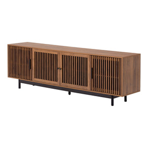TV Stand For TVs, Entertainment Center With Closed Storage & Cable Management, Soft Closing Hinges - Walnut