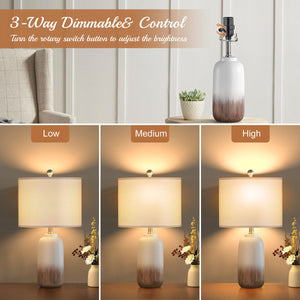 23" Modern Ceramic Table Lamp, Brown, Set of 2
