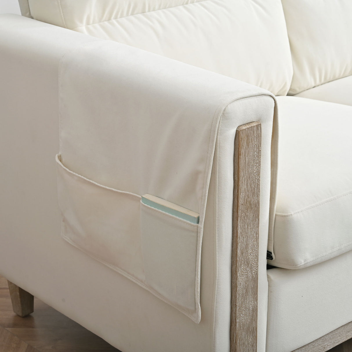 Comfortable Solid Wood Three-Seater Sofa, Soft Cushions, Durable And Long-Lasting, 79.5" Sofa Couch For Living Room