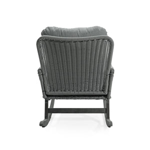Contemporary Minimalist Wicker Rocking Chair With Soft Cushions And Durable Wooden Frame