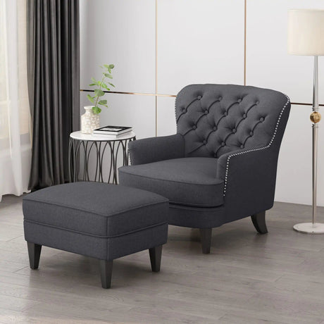 Enchante - Living Room Set With Tufted Back Club Chair And Ottoman - Best Buy Furniture