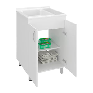 Demolotion Utility Sink Cabinet with Dual Compartments and Storage
