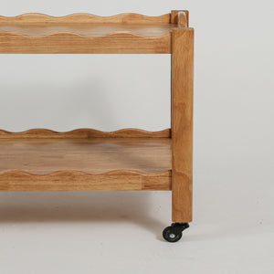 Solid Rubberwood Rolling Side Table