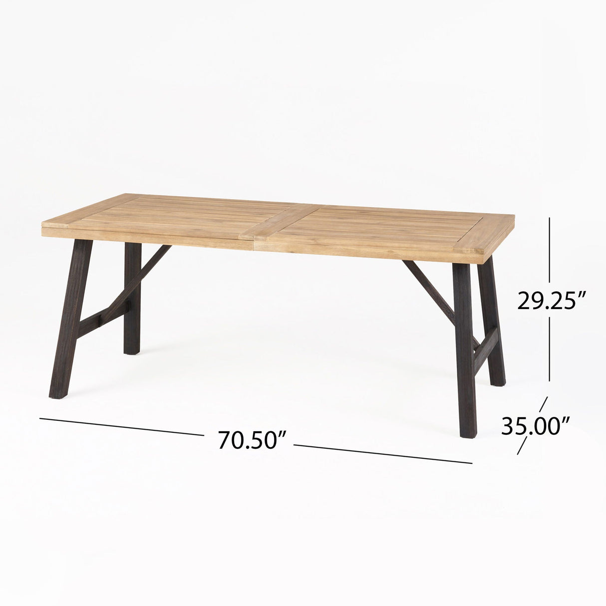 Outdoor Weather Resistant Dining Table With Slat Panel Design - Natural / Gray - Best Buy Furniture