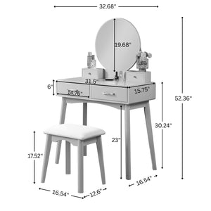 Liannon Contemporary Wood Vanity and Stool Set