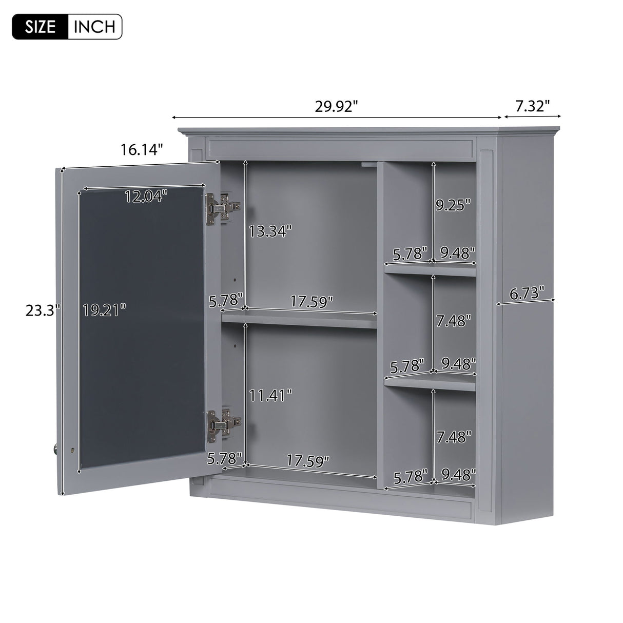 Bathroom Vanity With Top Sink, Freestanding Storage Cabinet With 2 Doors And 3 Drawers, Mirror Cabinet Included - Gray