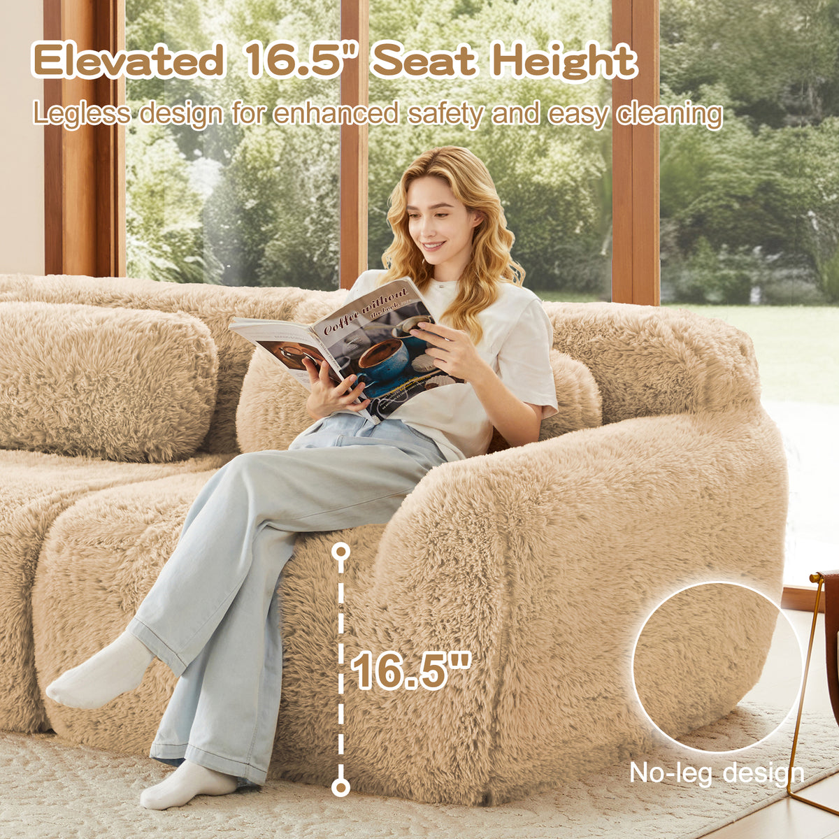 L-Shaped Soft And Fluffy Modular Sectional Sofa