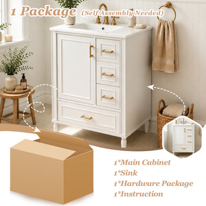 24" Modern Bathroom Vanity with Ceramic Sink